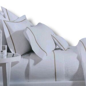 Ralph Lauren Palmer Organic Cotton Percale Full Flat Sheet 464TC Sand Dune Trim